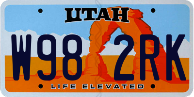 UT license plate W982RK