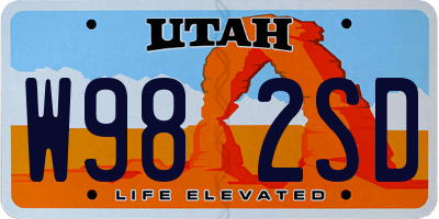 UT license plate W982SD