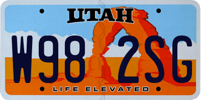 UT license plate W982SG
