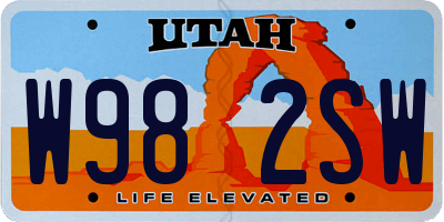 UT license plate W982SW