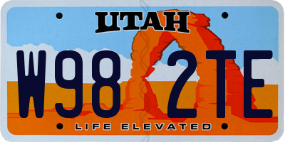 UT license plate W982TE