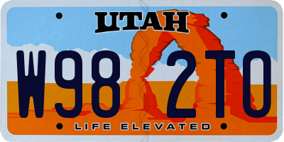 UT license plate W982TO