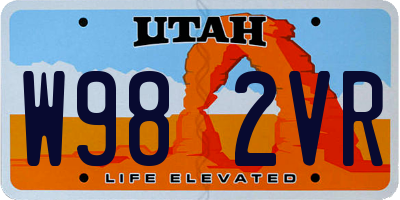UT license plate W982VR