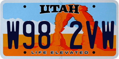 UT license plate W982VW