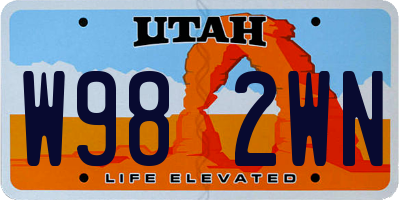 UT license plate W982WN