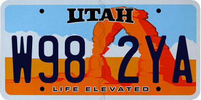 UT license plate W982YA