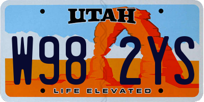 UT license plate W982YS