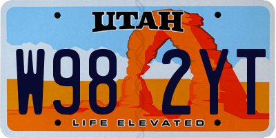 UT license plate W982YT