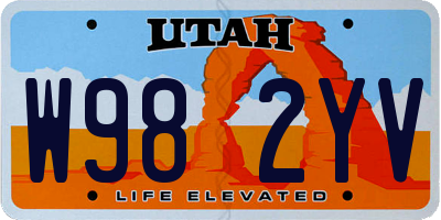 UT license plate W982YV