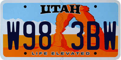 UT license plate W983BW