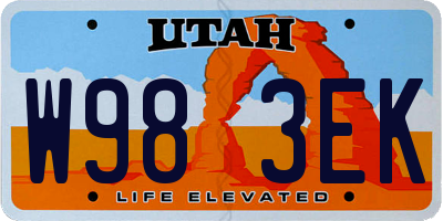 UT license plate W983EK