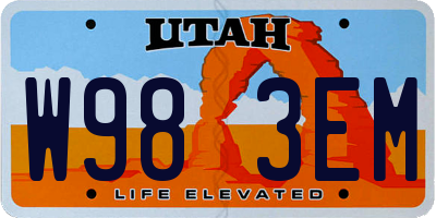 UT license plate W983EM