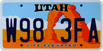 UT license plate W983FA