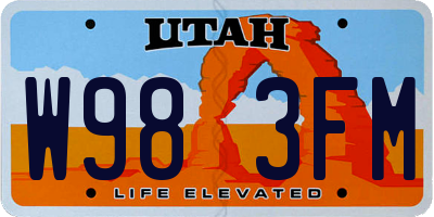 UT license plate W983FM