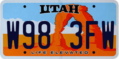 UT license plate W983FW
