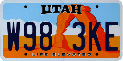 UT license plate W983KE
