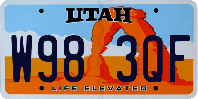 UT license plate W983QF