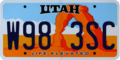 UT license plate W983SC