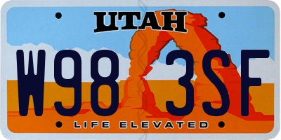 UT license plate W983SF