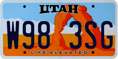 UT license plate W983SG