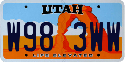UT license plate W983WW