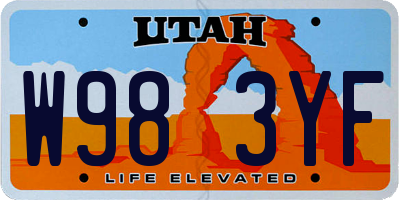 UT license plate W983YF