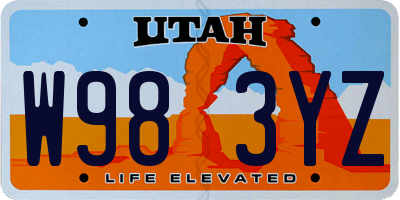 UT license plate W983YZ