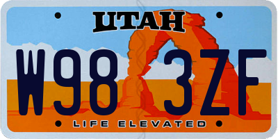 UT license plate W983ZF