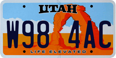 UT license plate W984AC