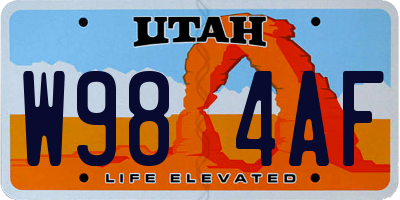 UT license plate W984AF