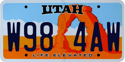 UT license plate W984AW