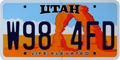UT license plate W984FD