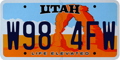UT license plate W984FW