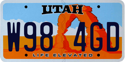 UT license plate W984GD