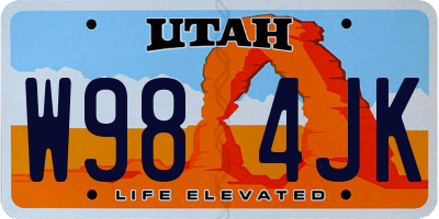 UT license plate W984JK
