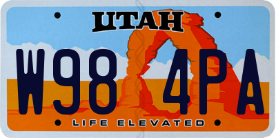 UT license plate W984PA