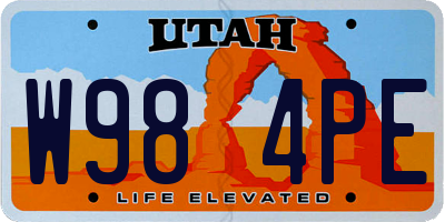 UT license plate W984PE