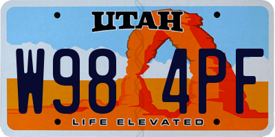 UT license plate W984PF