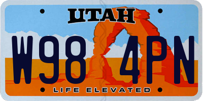 UT license plate W984PN
