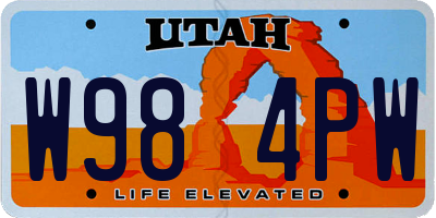 UT license plate W984PW