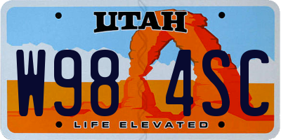 UT license plate W984SC
