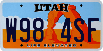 UT license plate W984SF