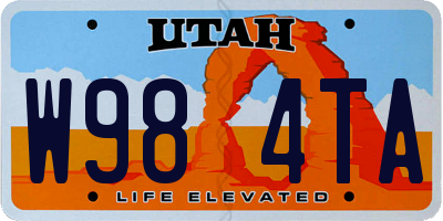 UT license plate W984TA