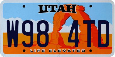 UT license plate W984TD