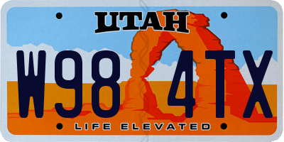 UT license plate W984TX