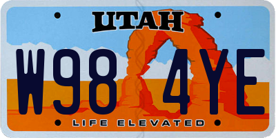 UT license plate W984YE