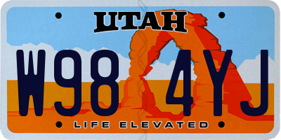 UT license plate W984YJ