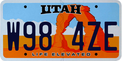 UT license plate W984ZE