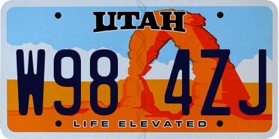 UT license plate W984ZJ
