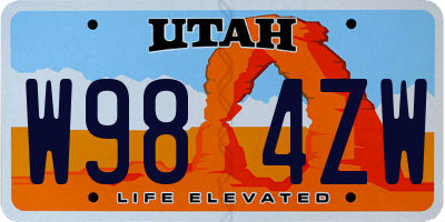 UT license plate W984ZW